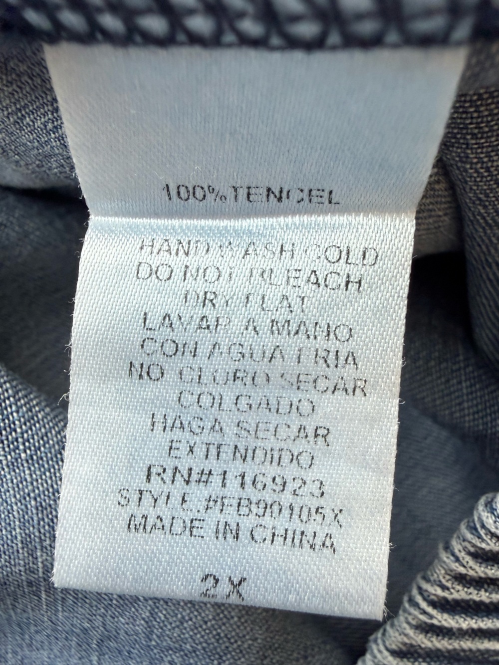 Easel Frayed Edge Design Tencel Wide-Leg Soft Pants in Faded Blue, Size 2X - Picture 8 of 11